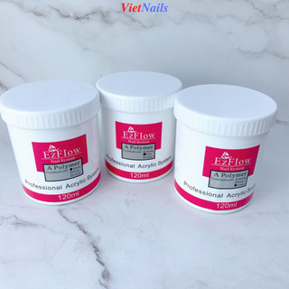 Bột đắp móng ezflow hũ 120ml - bột đắp móng siêu mịn, dẻo, không vón cục màu white, clear, pink