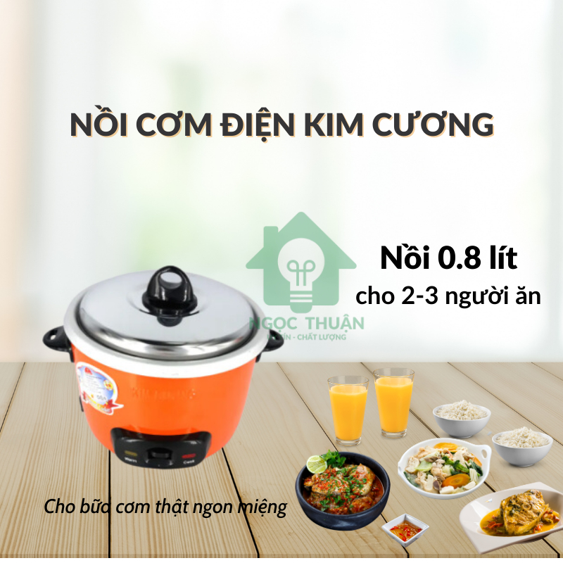 [CHÍNH HÃNG] Nồi cơm Kim Cương nắp rời 0.8 lít
