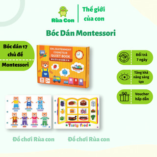 Sticker bóc dán Montessori cho bé, học liệu busy book bóc dán thông minh 17 chủ đề, bóc dán tiếng Anh