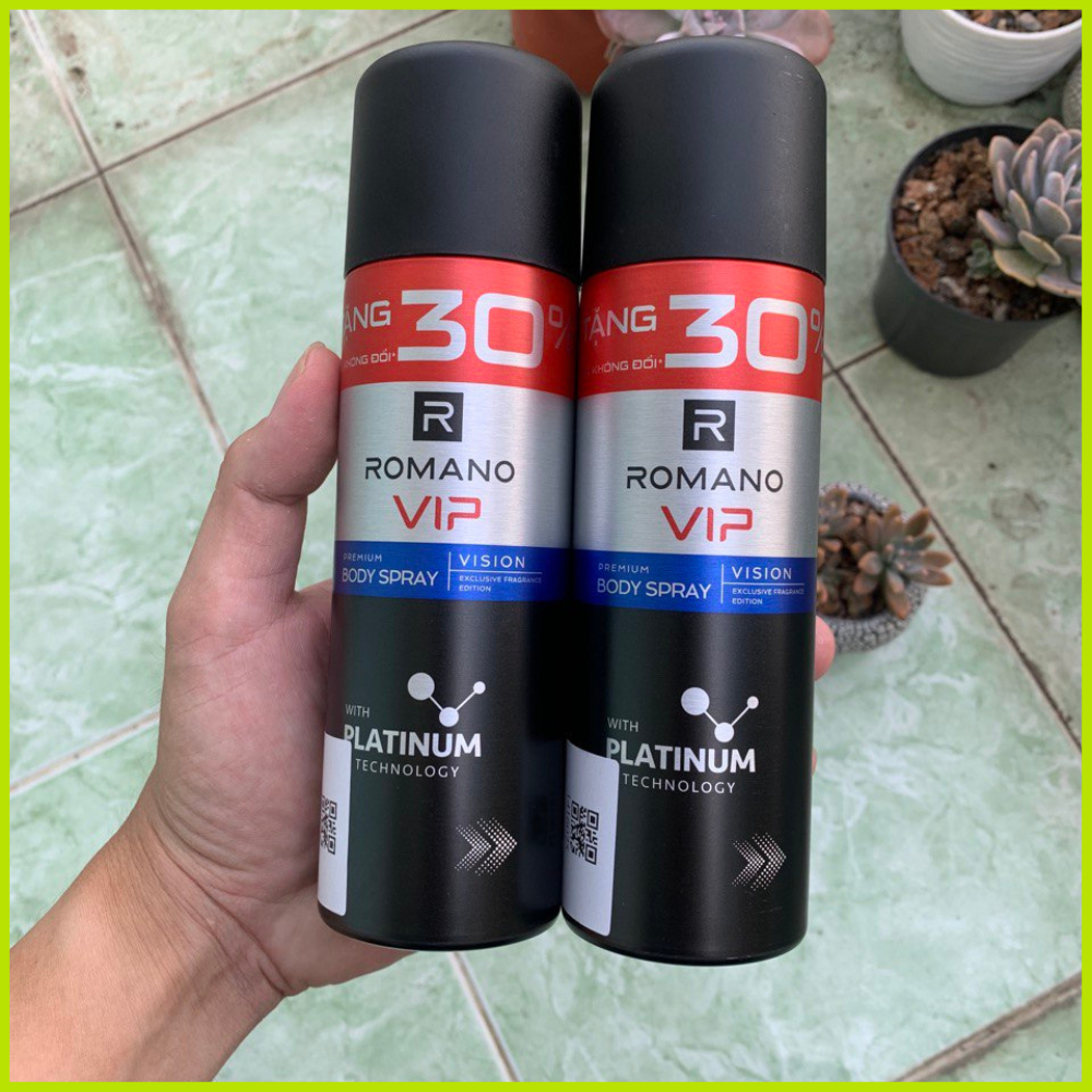 Combo 2 chai xịt khử mùi Romano VIP VISION 195ml - Xịt ngăn mùi nam hương nước hoa kháng khuẩn giảm mồ hôi nách