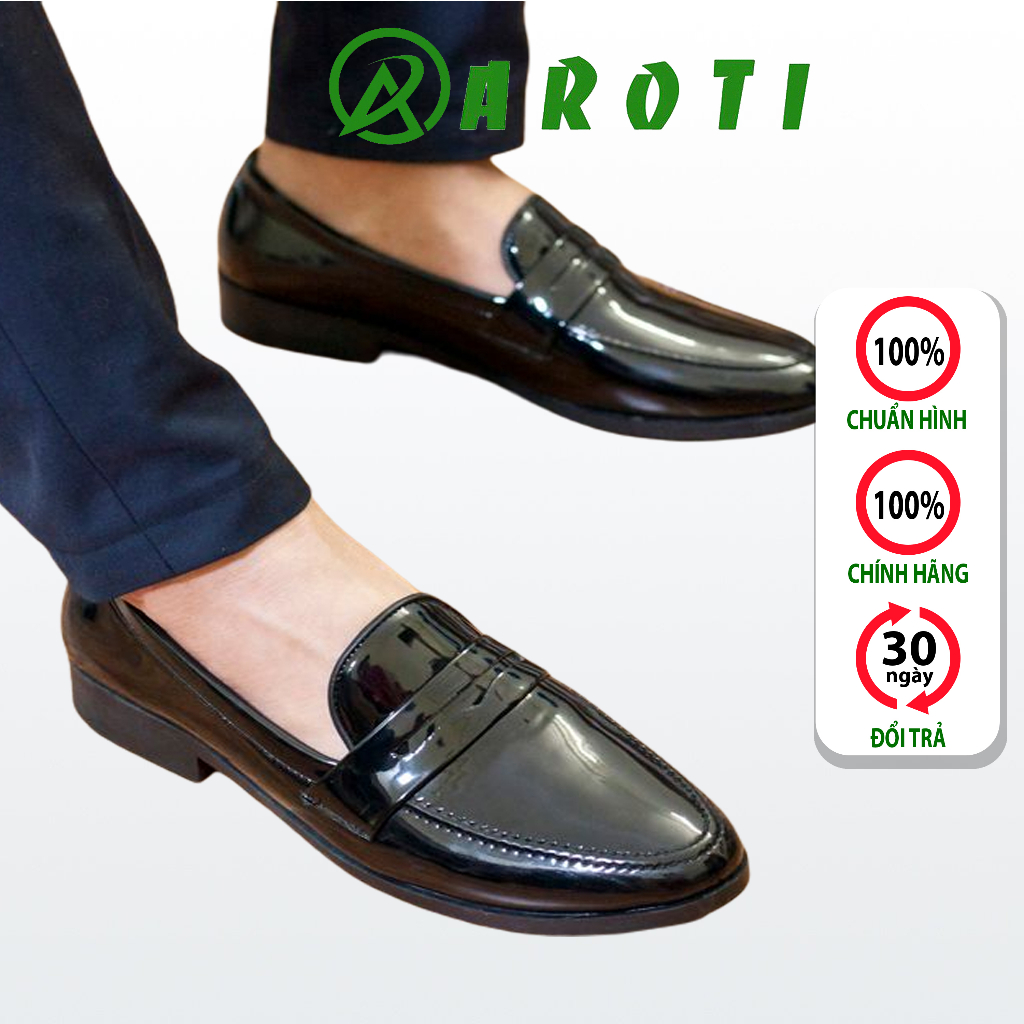 Giày Mọi Nam Đẹp AROTI Dáng Lười Chất Da Cao Cấp,Đế Khâu Cực Bền Form Mọi Công Sở Lịch Lãm Màu Đen-Đủ size  M367-B VN