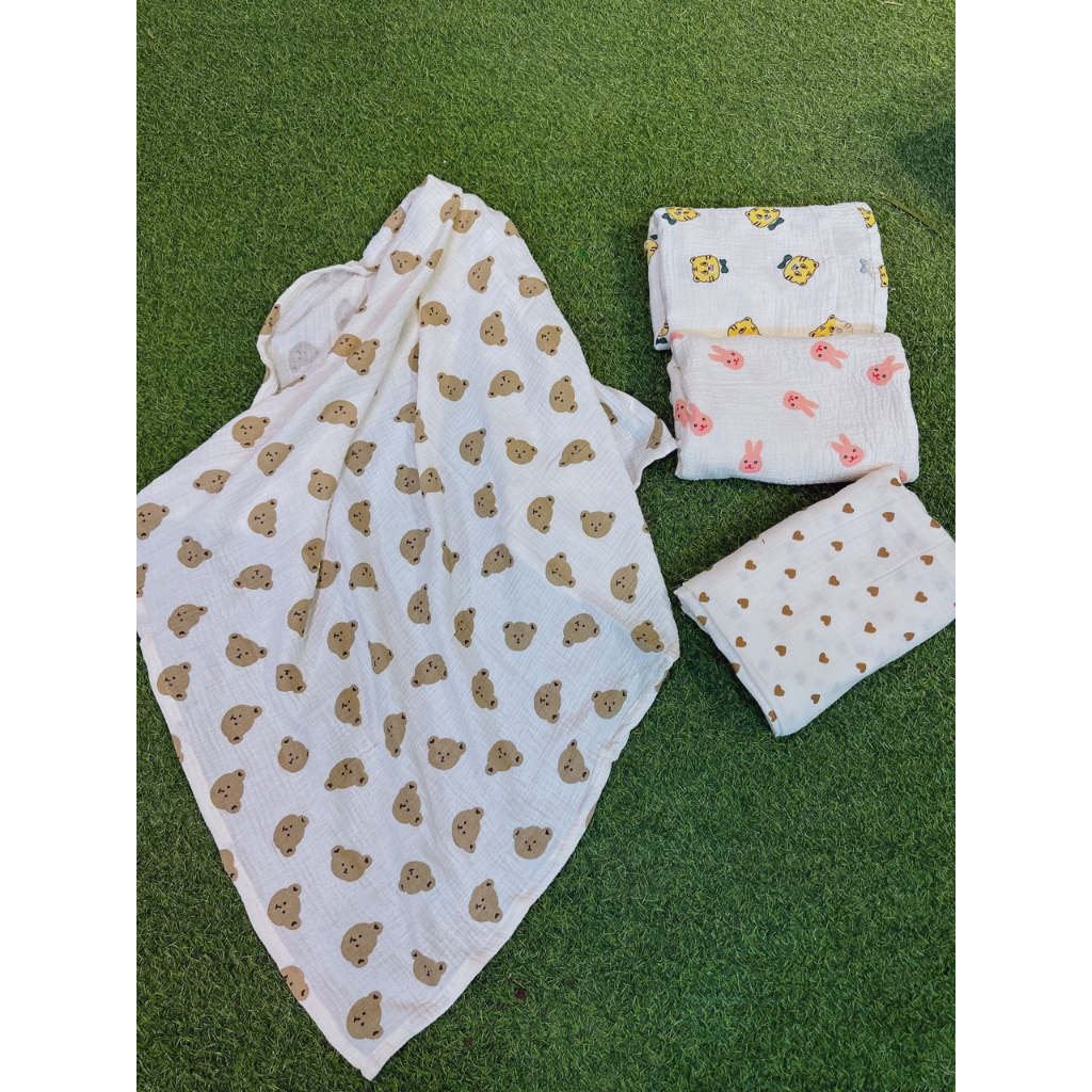 Khăn tắm Muslin Organic  dòng 2 lớp MORRY- KILUTA - jBON  kích thước 90x 100 cm