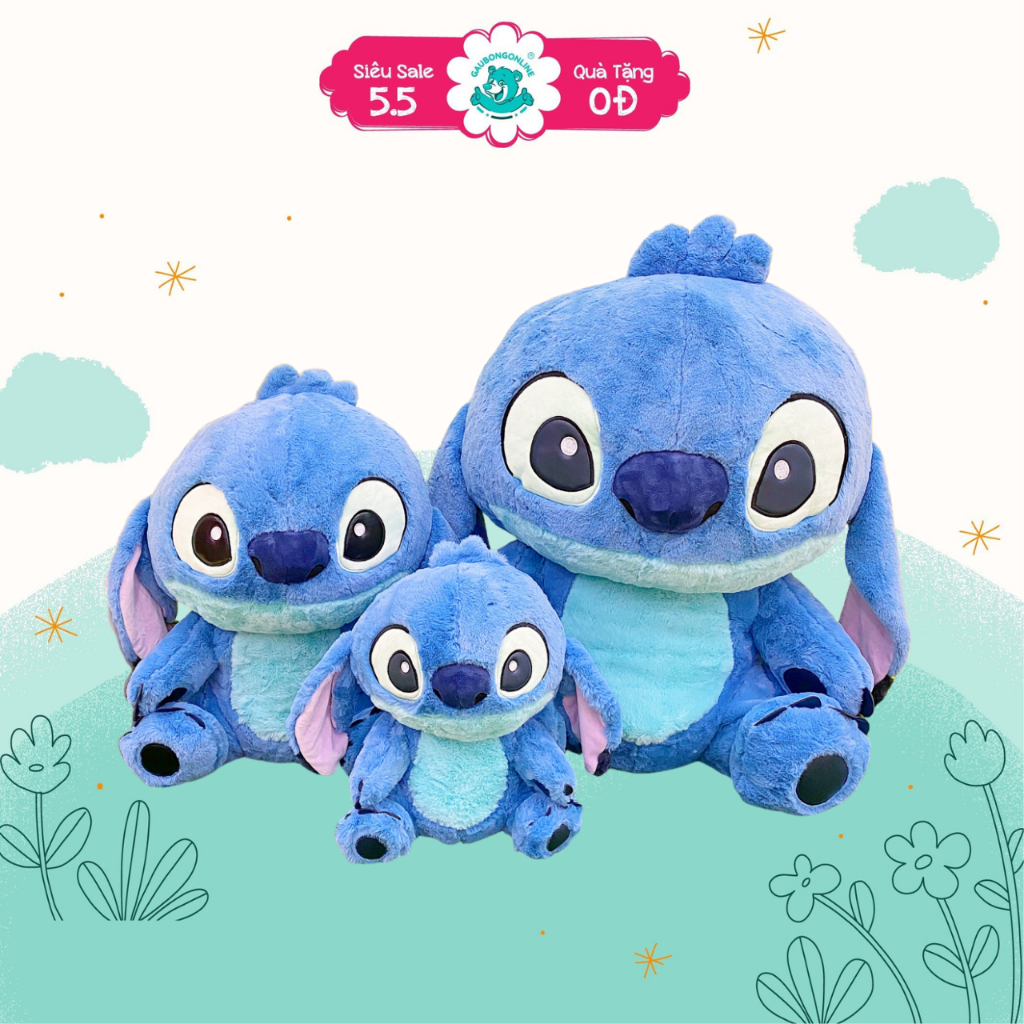 Gấu Bông Stitch Xanh Lông Mềm Dễ Thương, Gấu Nhồi Bông Online Cao Cấp