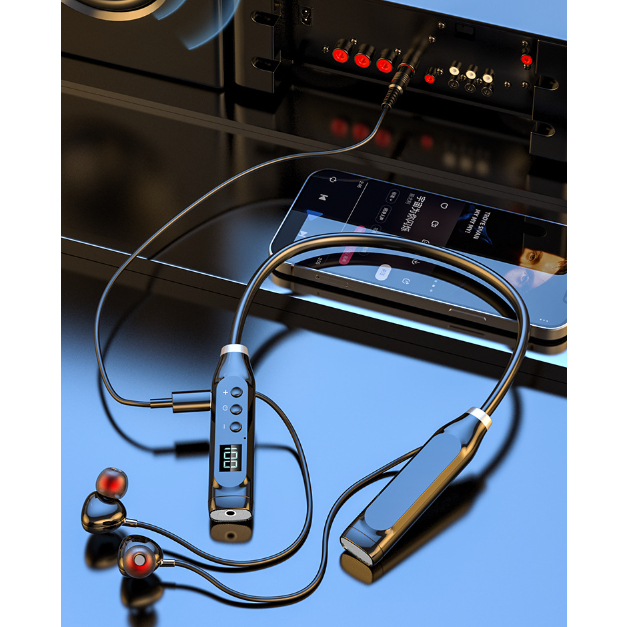 Tai nghe Bluetooth 580 không dây Chip Mới 5.3 Thẻ cắm gắn trên cổ Thời lượng pin siêu dài Micrô cắm trong tai Tai nghe