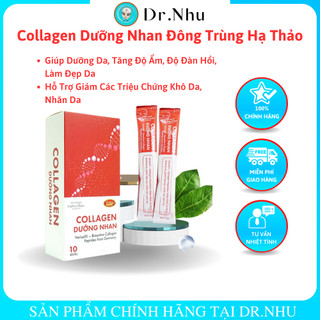 Collagen Dưỡng Nhan Đông Trùng Hạ Thảo Chính Hãng, Tăng Tính Đàn Hồi Cho Da, Giảm Nhăn Khô Sạm Da, Hộp 10 Gói - Dr. Nhu