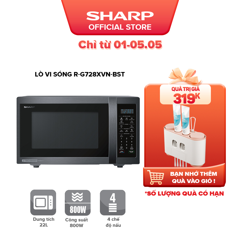 Lò Vi Sóng Kết Hợp Nướng Sharp R-G728XVN-BST J-Tech Inverter
