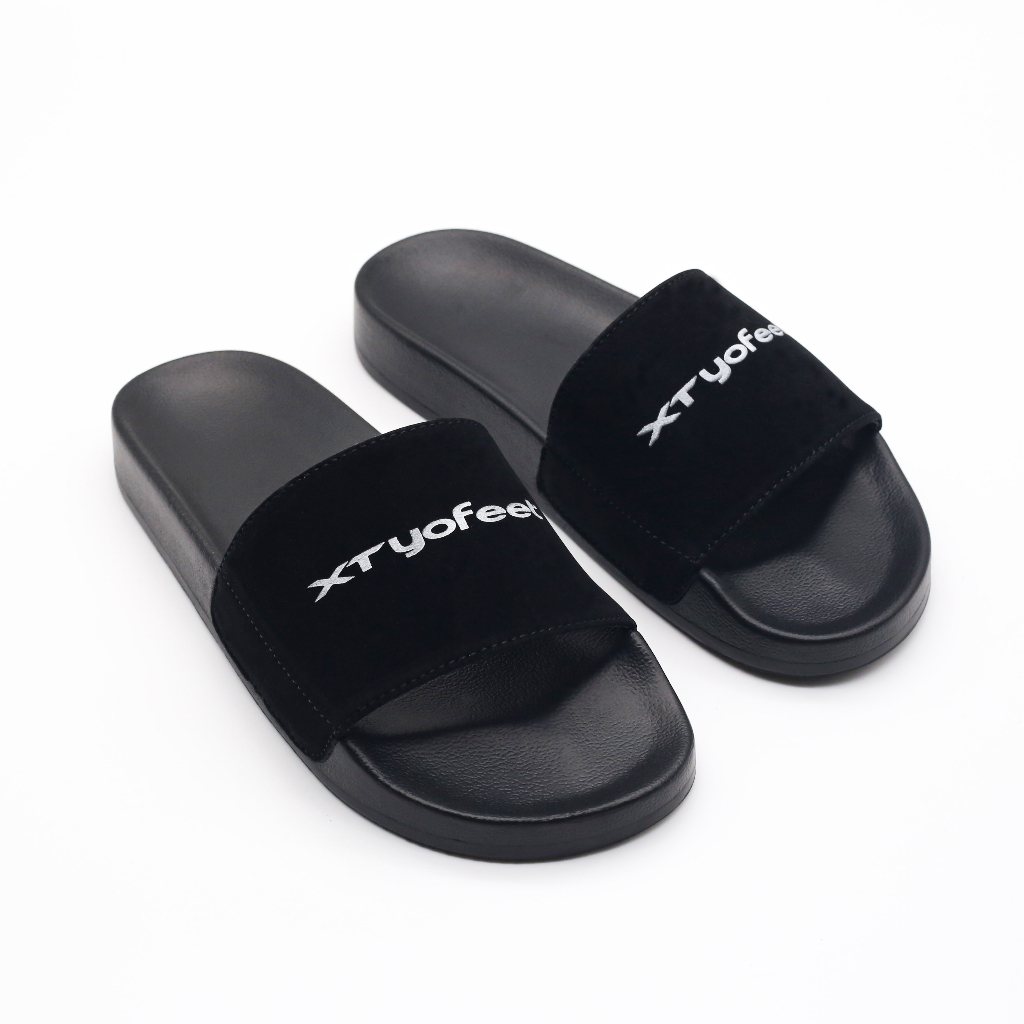 Dép quai ngang nam nữ quai nỉ thêu chữ nét phong cách chất liệu cao cấp