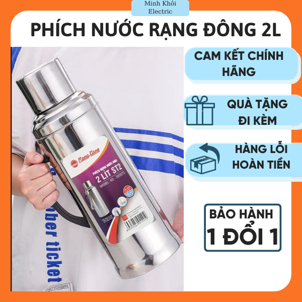 Phích nước Rạng Đông 2 Lít, bình thủy giữ nhiệt, phích đựng nước, phích nước nóng giữ nhiệt, bình giữ nhiệt phích nước