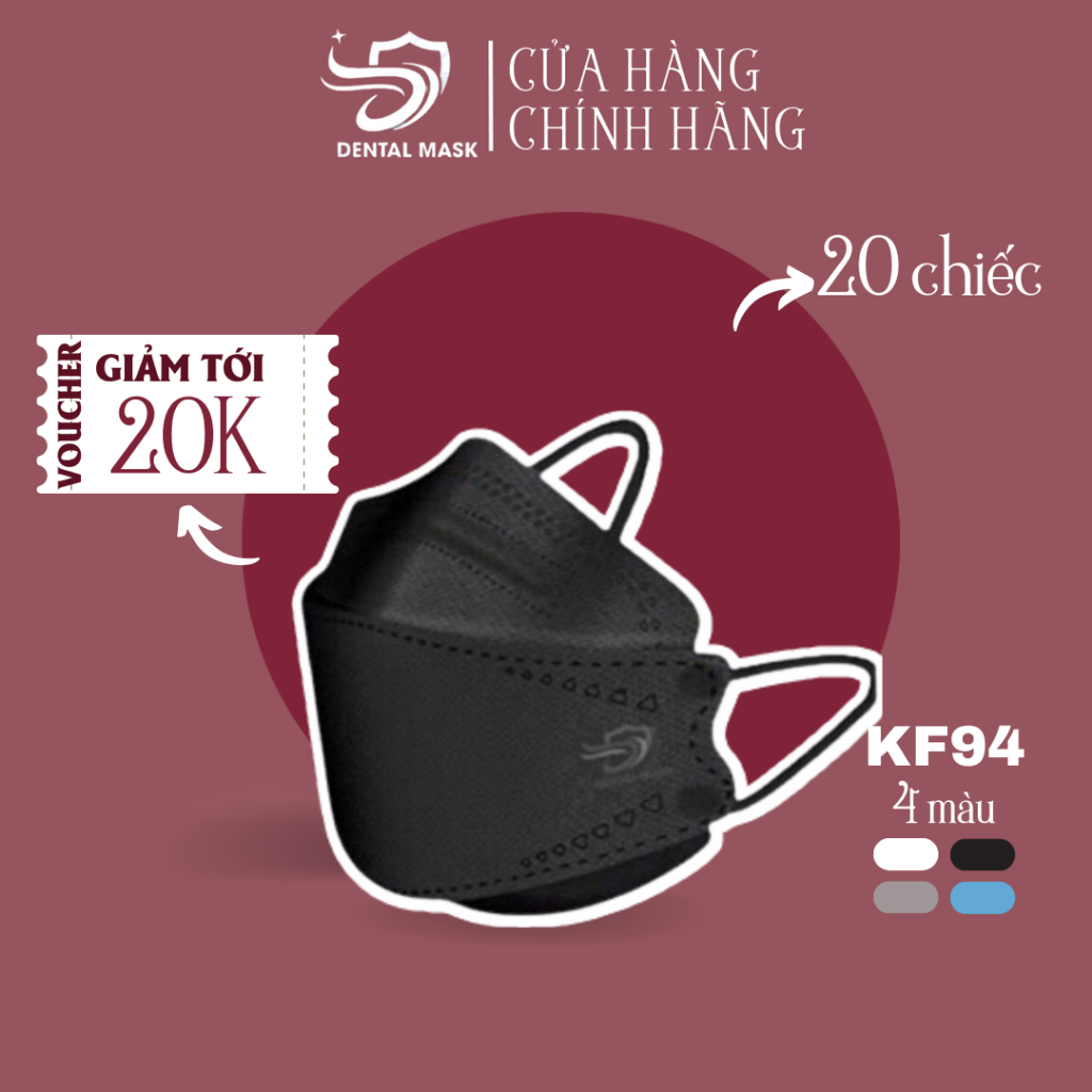 Combo 20 chiếc khẩu trang y tế Kf94 hàn quốc DENTAL MASK chống năng tia UV bụi mịn
