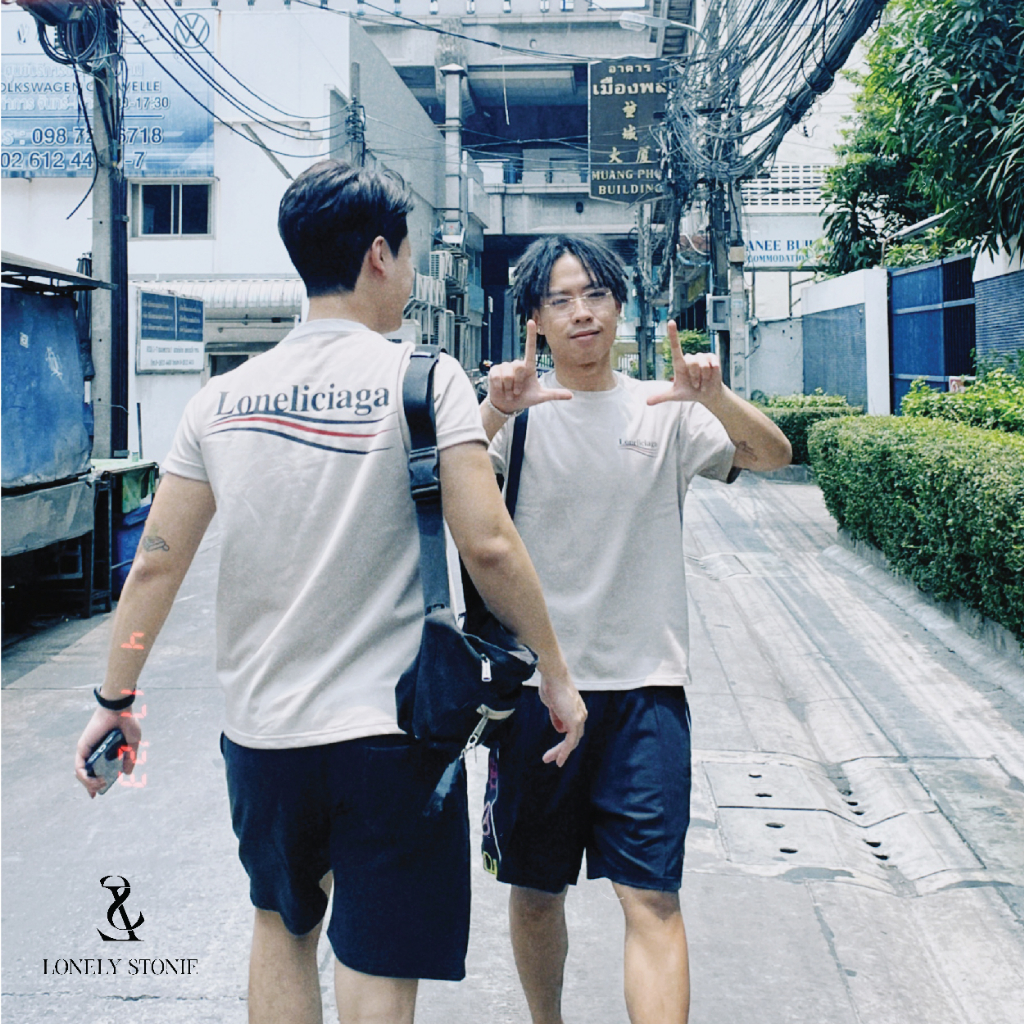 Áo Phông LONELICIAGA Màu Be - Chất Liệu 100% Cotton Form Unisex Dáng Xuông Cho Nam/Nữ