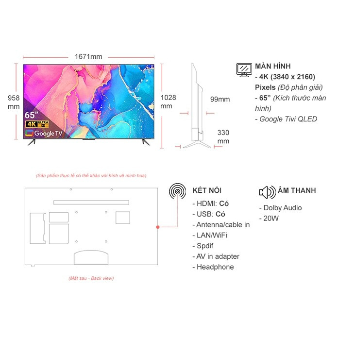 Google Tivi QLED TCL 4K 65 inch 65C635 2022 - Điện Máy Kho Rẻ | BigBuy360 - bigbuy360.vn