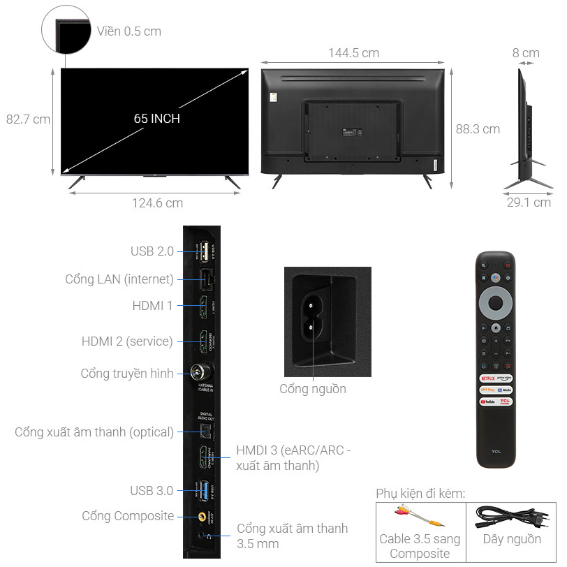 Google Tivi QLED TCL 4K 65 inch 65C635 2022 - Điện Máy Kho Rẻ | BigBuy360 - bigbuy360.vn