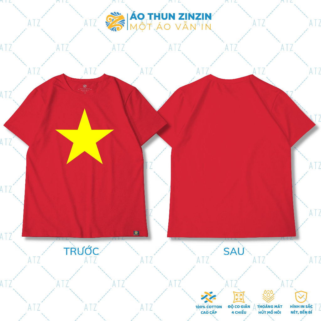 Áo thun cờ đỏ sao vàng unisex 100% cotton 4 chiều cao cấp, mềm mịn, thoáng mát, bảo hành hình in (có nón đỏ sao vàng)
