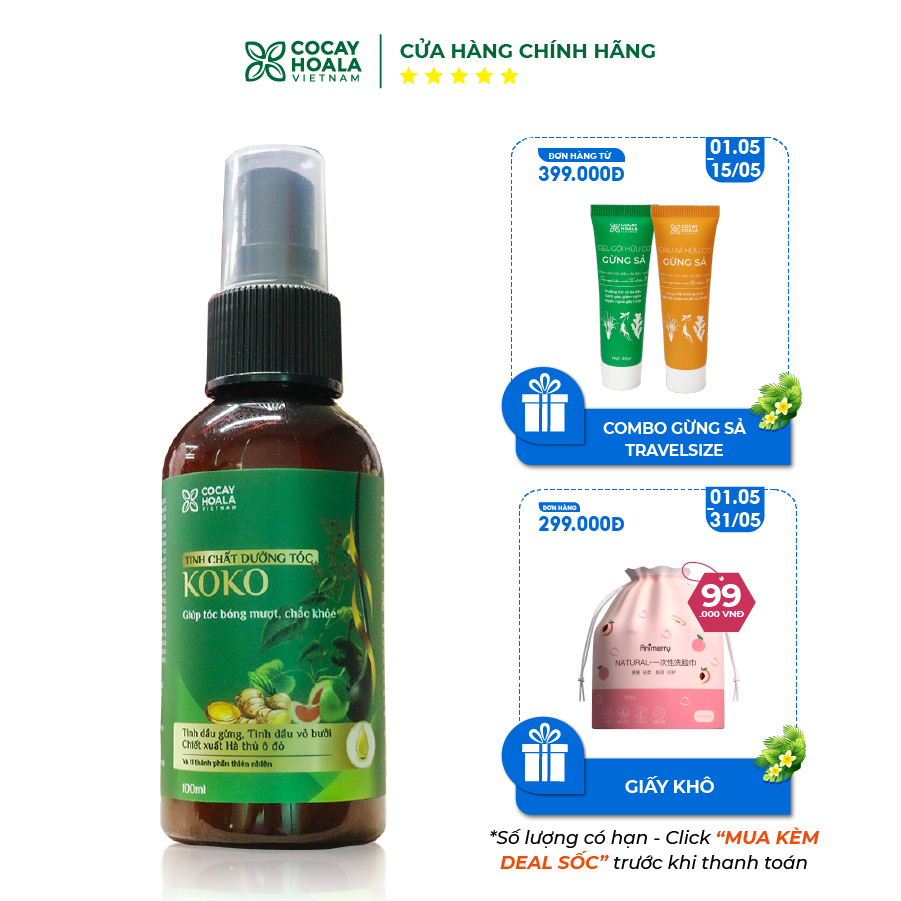 Tinh chất dưỡng tóc KOKO Cocayhoala - Ngăn rụng tóc - Kích thích mọc tóc - Giúp tóc mềm mượt - dung tích 100ml