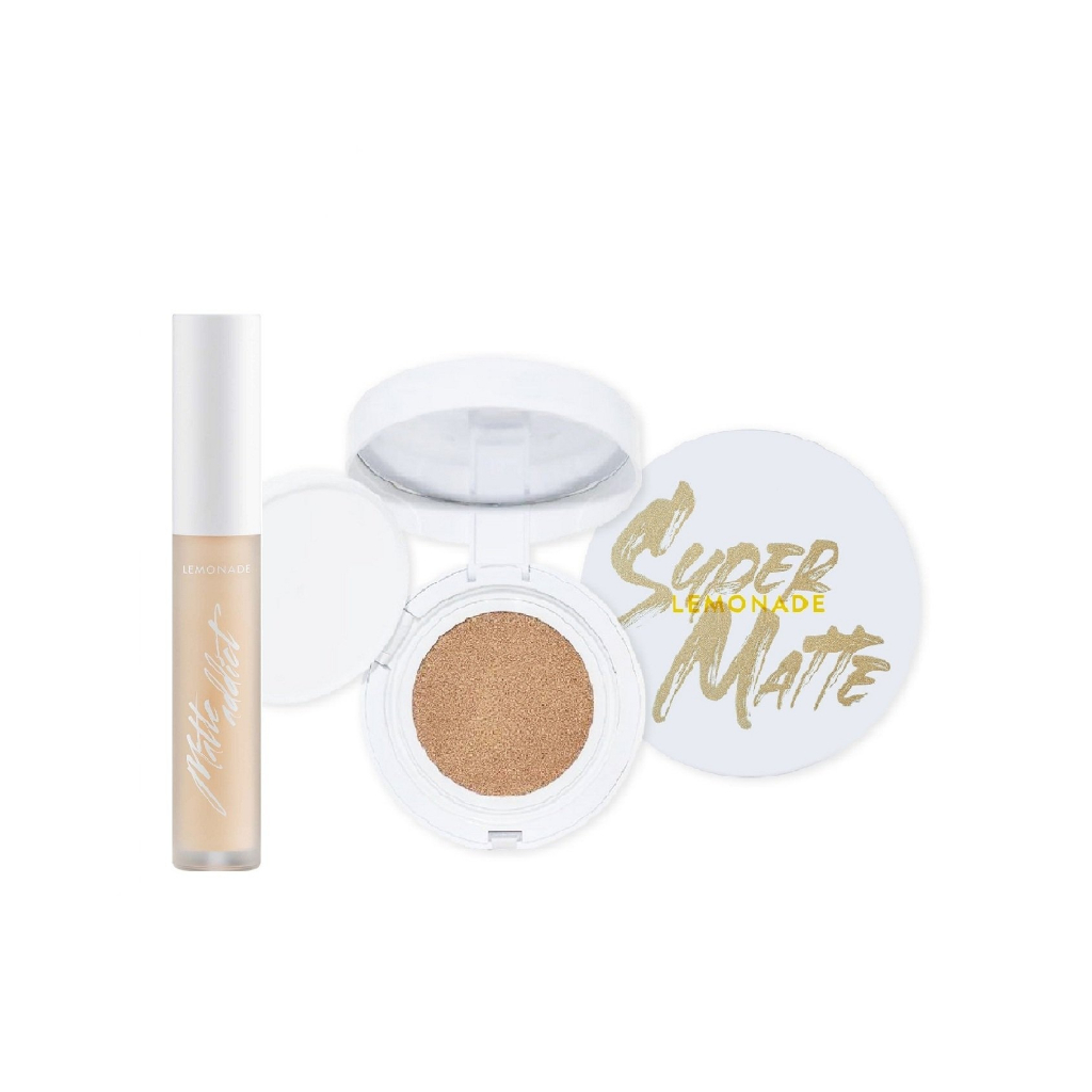 Combo Lemonade Phấn nước siêu kiềm dầu Supermatte Cushion A03 15g và Kem che khuyết điểm #A03 3g