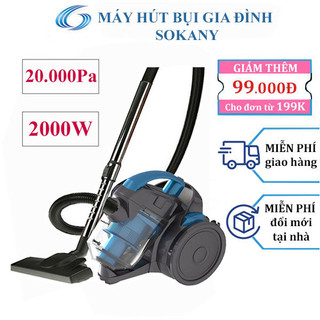 Máy hút bụi SOKANY SK3381 công suất 2000W cùng lực hút mạnh 20000pa hút được bụi mịn và dễ dàng di chuyển
