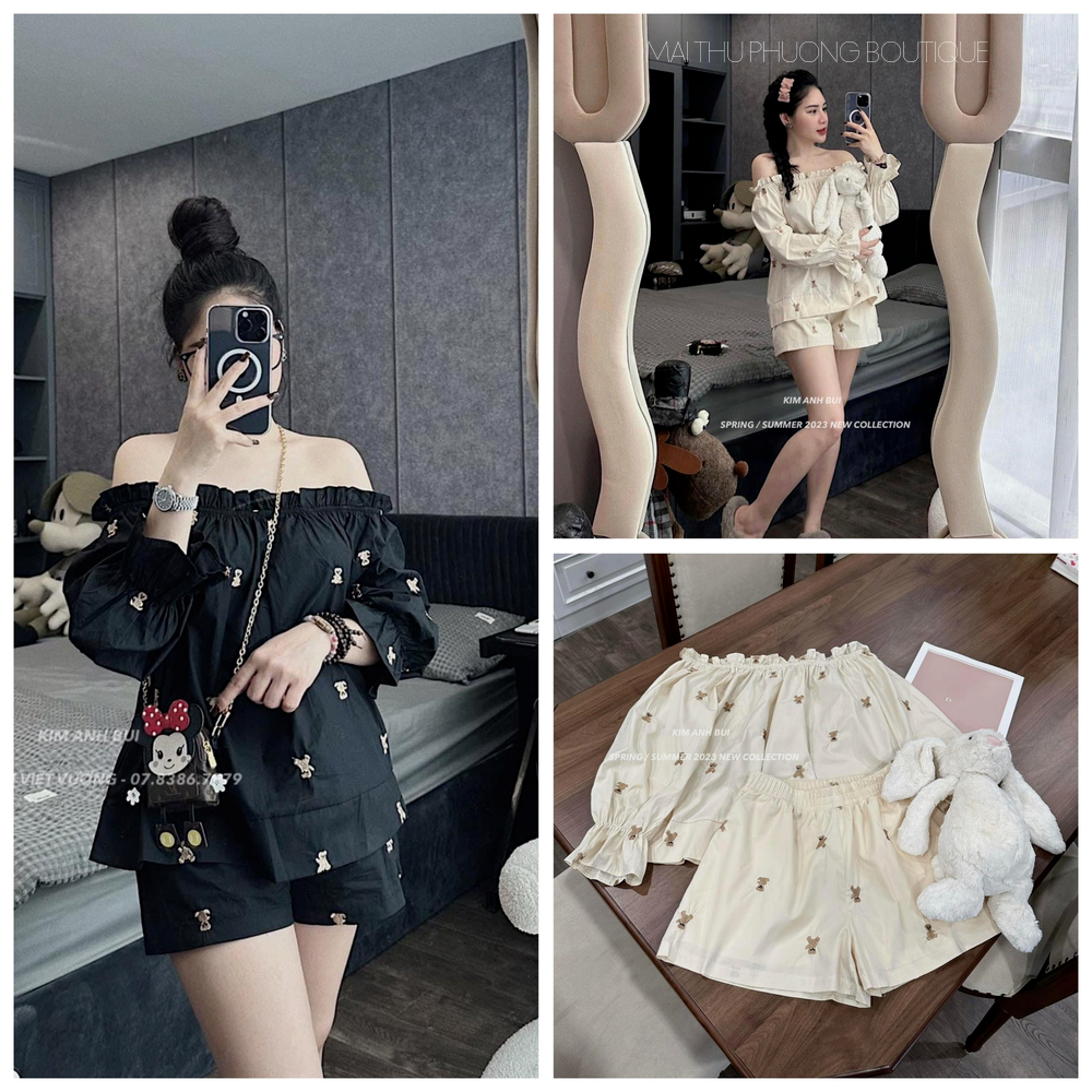 Set Bộ Đồ Nữ Áo Chun Thụng Tay Lỡ Quần Đùi Có Quần Trong Chất Thô Hàn Freesize mẫu Gautheutaydai. TP13