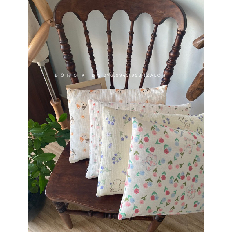 Gối em bé XÔ MUSLIN cho bé thấm hút mồ hôi 30*40cm