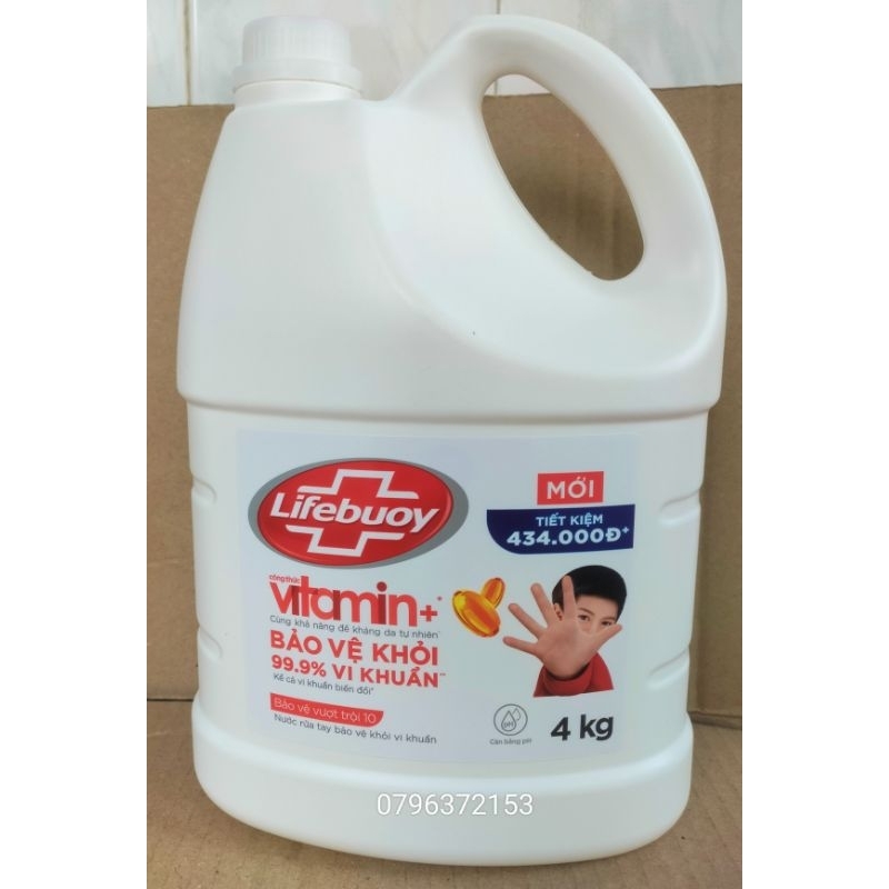 Nước rửa tay Lifebuoy Chuyên dụng Bảo vệ vượt trội   4KG