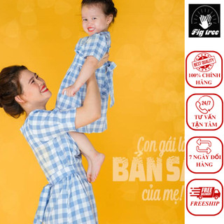 Set mẹ và bé gái caro xanh mã 133A
