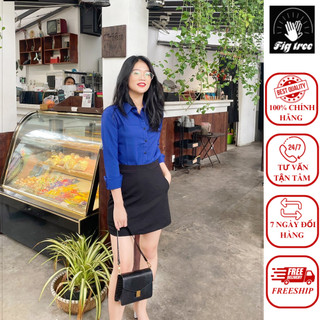 Áo sơ mi FIGTREE màu xanh coban freesize