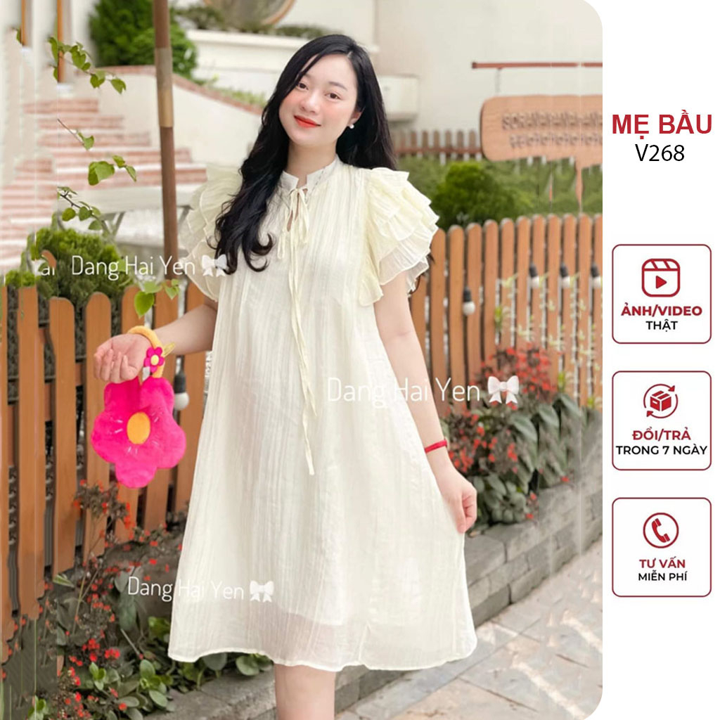 ĐẦM VÁY BẦU CÔNG SỞ MÙA HÈ DÁNG TIỂU THƯ SANG CHẢNH - ĐẦM BẦU BABYDOLL DỰ TIỆC CHẤT MỀM ĐẸP FREESIZE