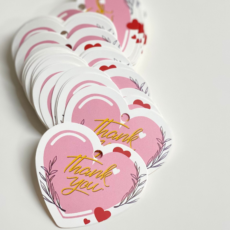 Tag Giấy Thank You Hình Trái Tim - Nhãn Cảm Ơn Dành Cho Shop Quần Áo Combo 100 Chiếc