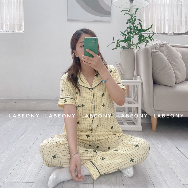 PYJAMA MUSLIN nữ đồ mặc nhà ngắn, dài XƯƠNG RỒNG cao cấp Labeony