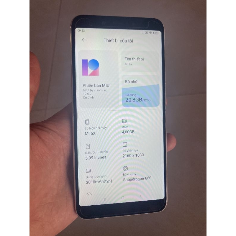 điện thoại xiaomi mi 6x Ram 4gb, Rom 32gb cũ đã qua sử dụng