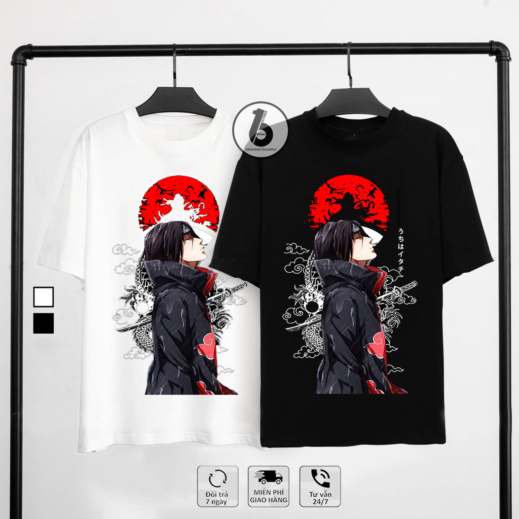 Áo Naruto, Áo Anime hình Uchiha Itachi mẫu mới nhất, chất vải cotton co giãn 4 chiều, thoáng mát