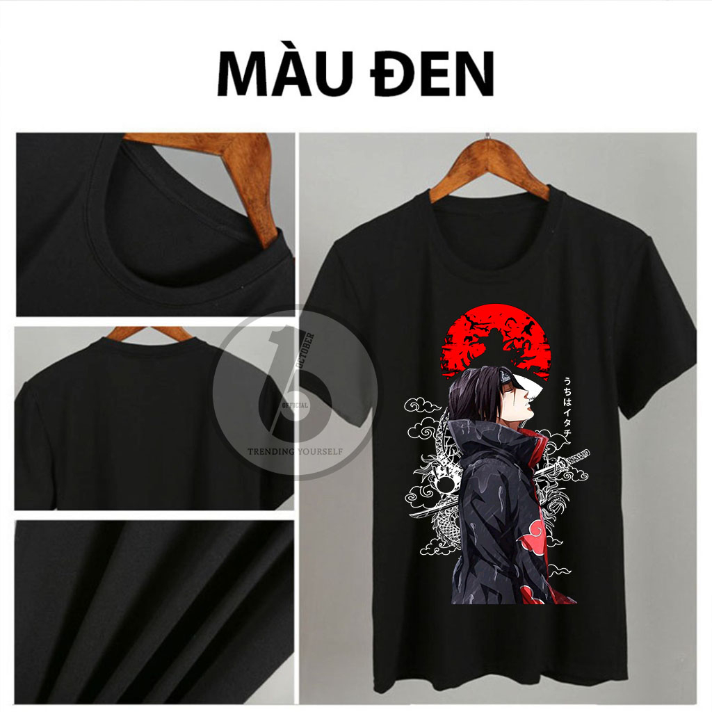 Áo Naruto, Áo Anime hình Uchiha Itachi mẫu mới nhất, chất vải cotton co giãn 4 chiều, thoáng mát
