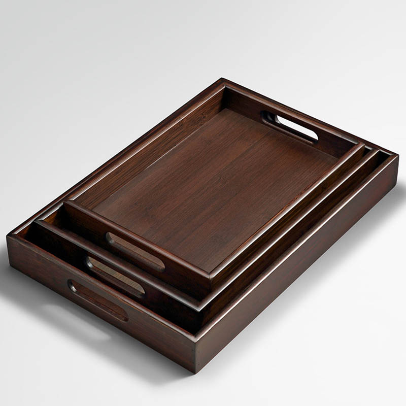 Khay gỗ đựng bình trà, tách trà,ấm trà bánh kẹo, trang trí bàn tiếp khách sang trọng - 33 cm, 36cm