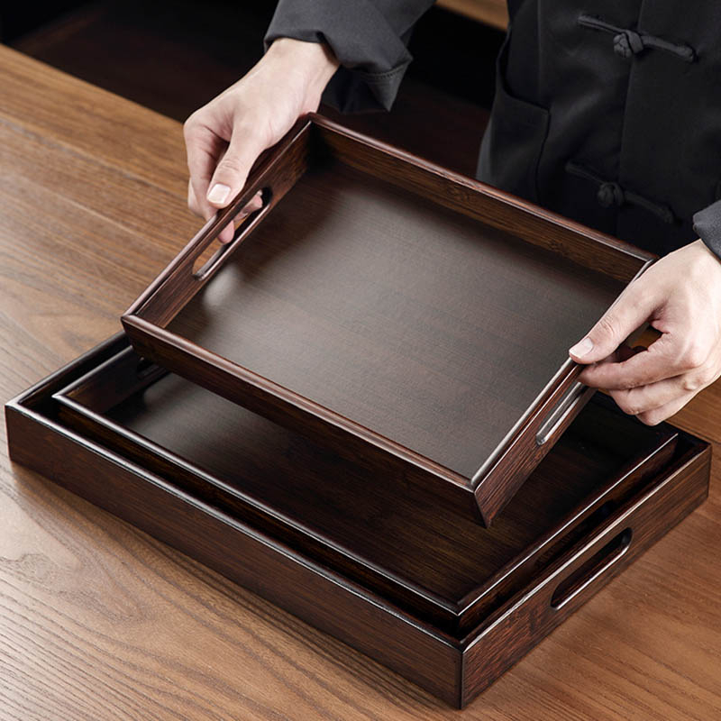 Khay gỗ đựng bình trà, tách trà,ấm trà bánh kẹo, trang trí bàn tiếp khách sang trọng - 33 cm, 36cm