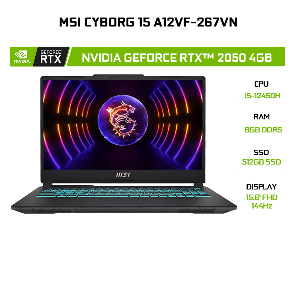 Laptop MSI Cyborg 15 A12UCX-281VN i5-12450H 8G 512G RTX 2050 4G 15.6' | BigBuy360 - bigbuy360.vn