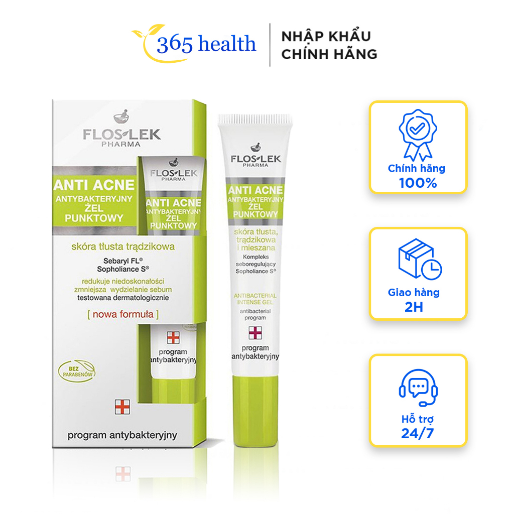 Kem chấm mụn giảm sưng viêm Floslek Anti Acne Spot Gel for imperfections 20ml