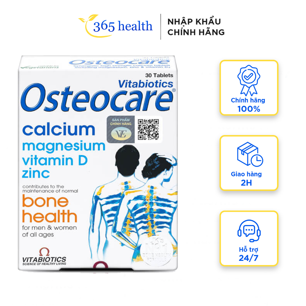 Canxi Osteocare Vitabiotics- Viên uống bổ sung Canxi giúp xương chắc khỏe hộp 30 viên