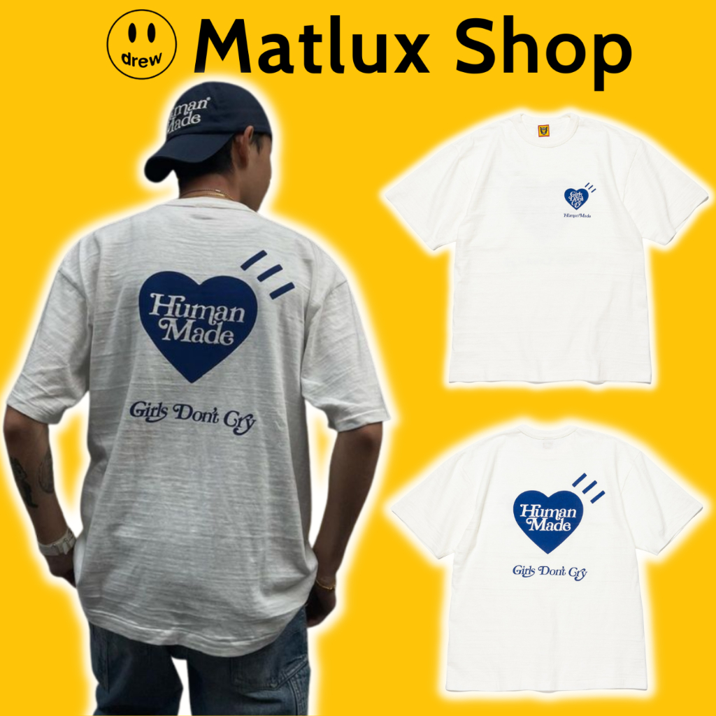 Áo thun HUMAN MADE GDC Valentine Tee màu trắng bản cao cấp, Áo tee HUMAN MADE chất liệu cotton form 