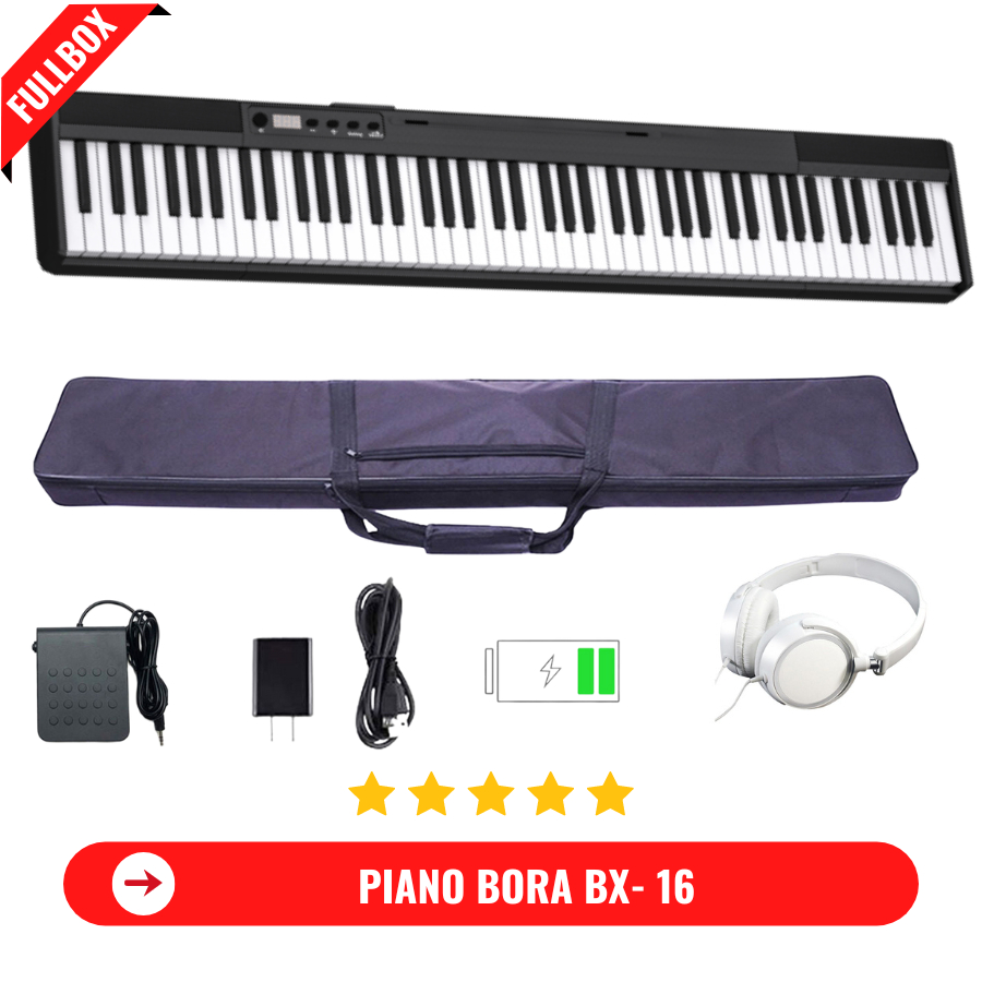 Đàn Piano Điện Bora BX 16 - 88 Phím Cảm Lực- Kết Nối Bluetooth + Chân Đế + Tai Phone