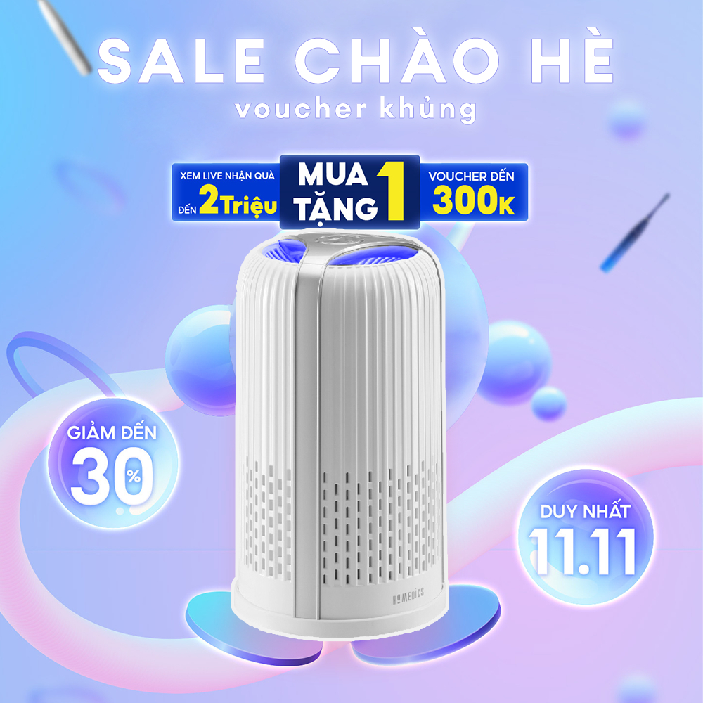 Máy lọc không khí Homedics 4in1 HTBeauty AP-T10-WT , bộ lọc Hepa kèm Cacbon giúp lọc sạch mùi và bụi trong không khí