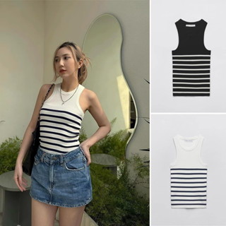 (2 MÀU) ÁO LEN BA LỖ KẺ NGANG ZARA TUỒN MỎNG BODY ÔM SÁT MÀU ĐEN TRẮNG - 3471/008