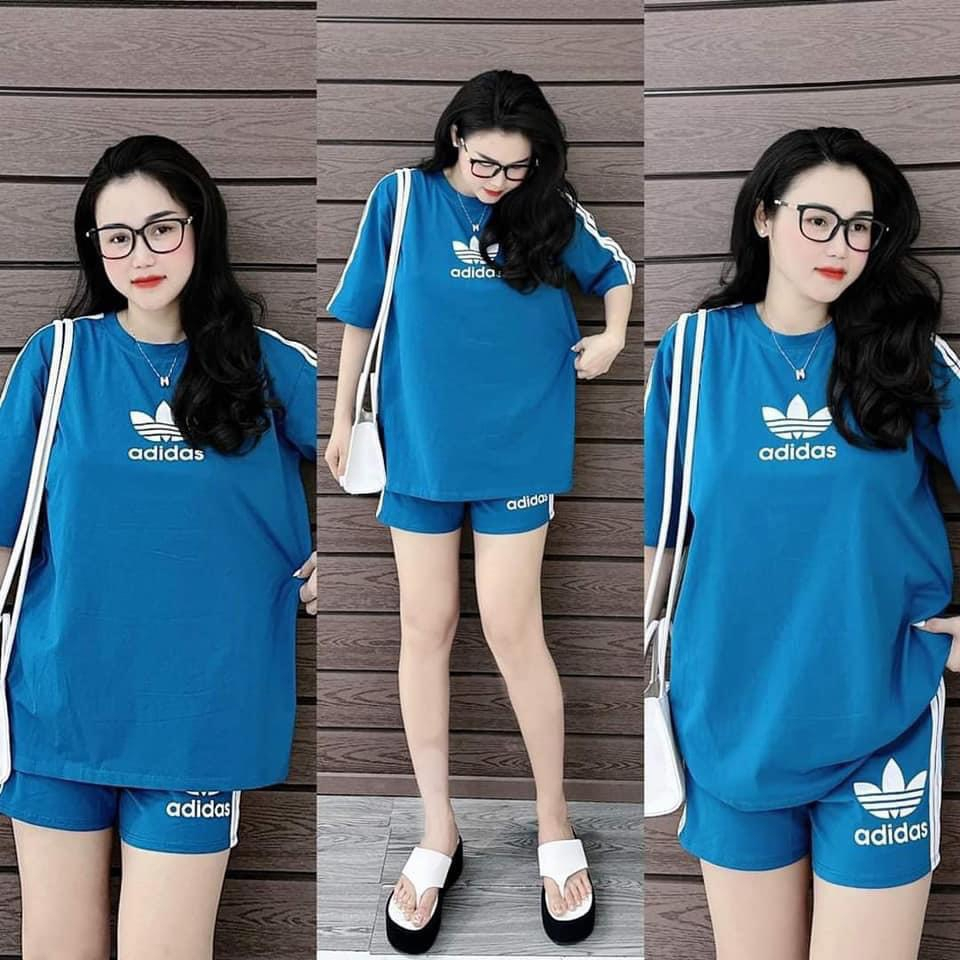 [5,5 Sales Freeship] Set bộ đùi thun in logo, set áo thun from rộng tay ngắn phối viền mix quần đùi thoải mái mtb