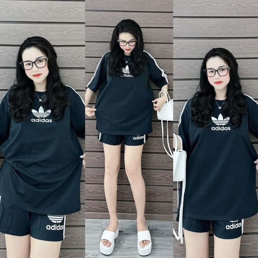 [5,5 Sales Freeship] Set bộ đùi thun in logo, set áo thun from rộng tay ngắn phối viền mix quần đùi thoải mái mtb