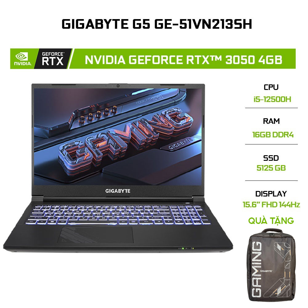 Laptop Gigabyte G5 GE-51VN213SH i5-12500H | 16GB | 512GB | GeForce RTX™ 3050 4GB