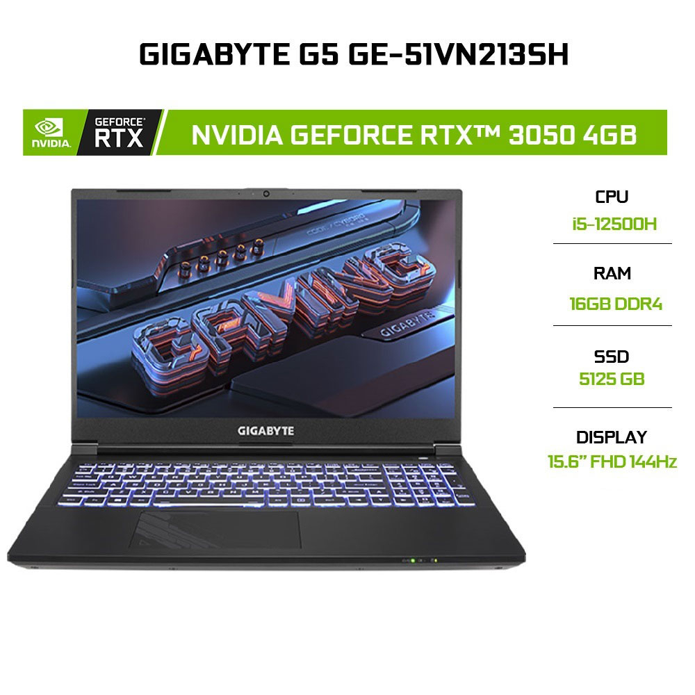 Laptop Gigabyte G5 GE-51VN213SH i5-12500H | 16GB | 512GB | GeForce RTX™ 3050 4GB