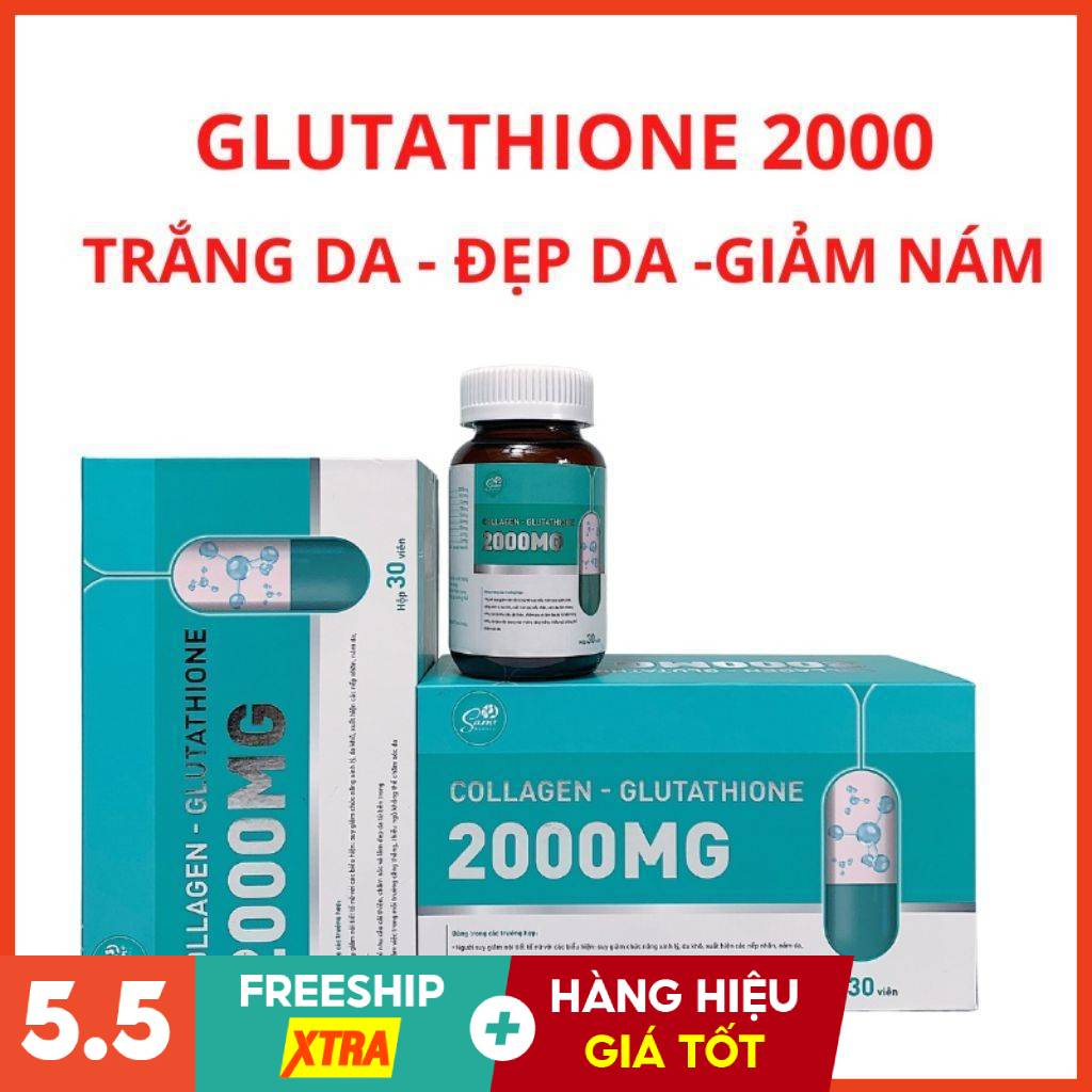 Viên Uống Trắng Da Mờ Nám GLUTATHIONE 2000 - Viên Uống COLLAGEN Trắng Toàn Thân