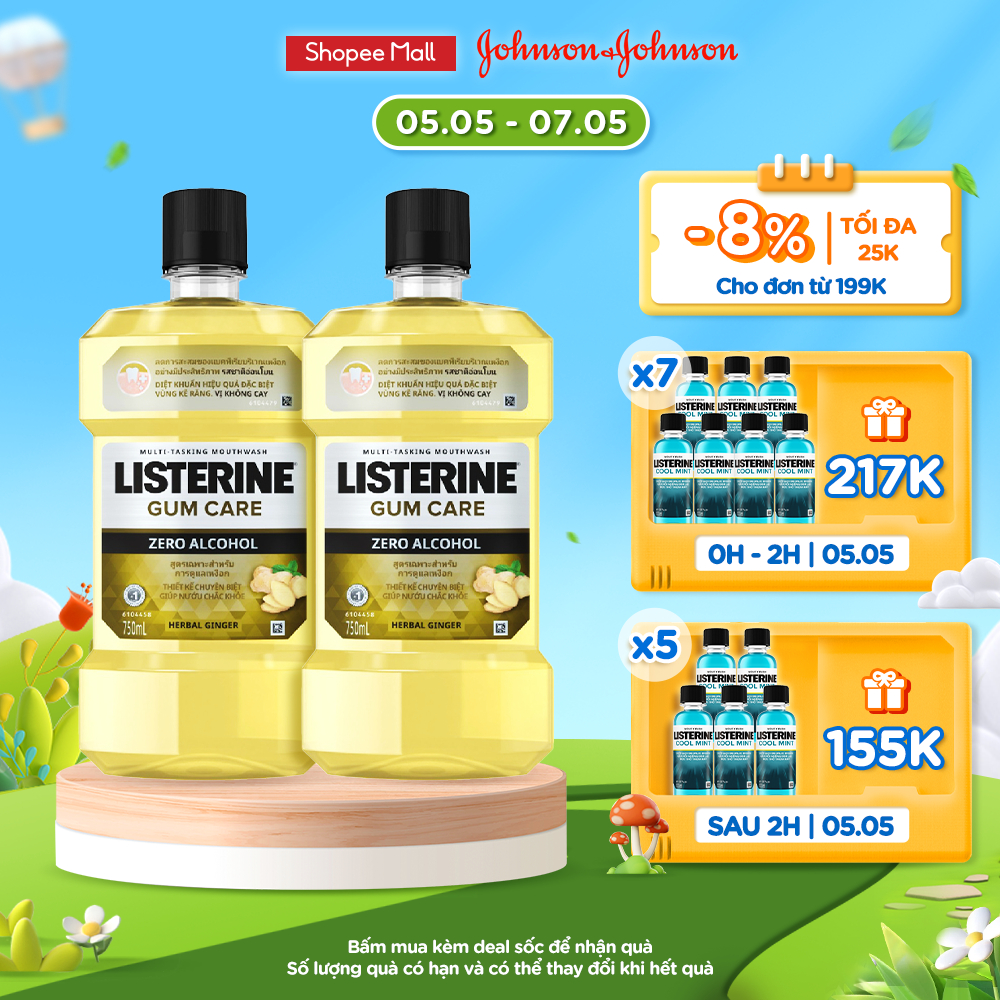 Bộ 2 Chai Nước súc miệng giúp nướu chắc khỏe Listerine Gum Care 750ml/chai