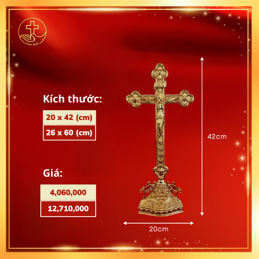 Thánh giá hoa đào có đế - Sản phẩm Công Giáo - xưởng Tâm Đức