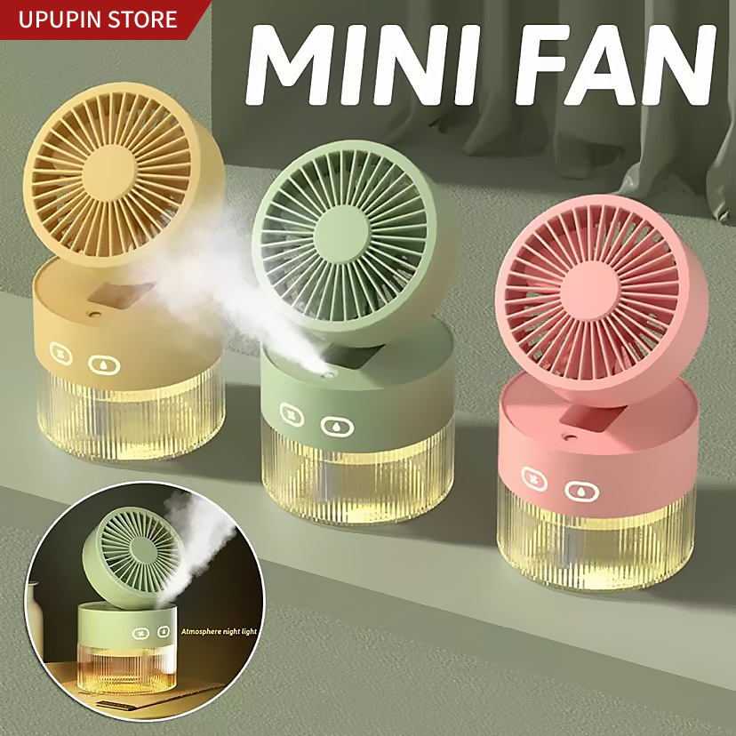 UPUPIN Quạt mini máy phun sương tạo ẩm khuếch tán tinh dầu đèn led dung 350ML