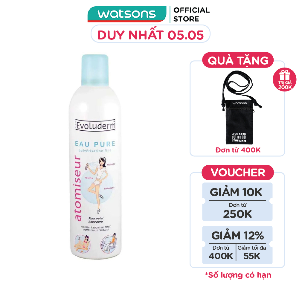 Xịt Khoáng Evoluderm Cấp Ẩm Làm Dịu Da 400ml