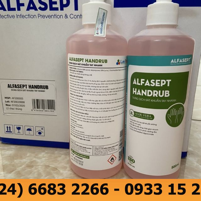 Nước rửa tay khô nhanh - dung dịch sát khuẩn ALFASEPT HANDRUB - Chai 500ml (Hàng công ty đầy đủ hóa đơn, phiếu xuất kho)